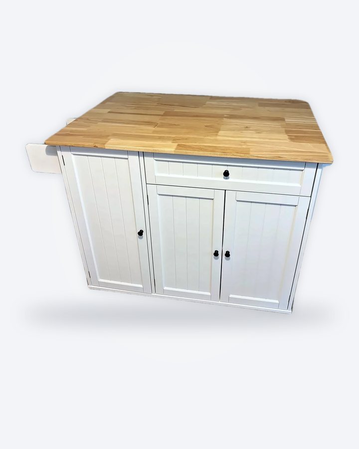 Kitchen island with oak top, built and finished